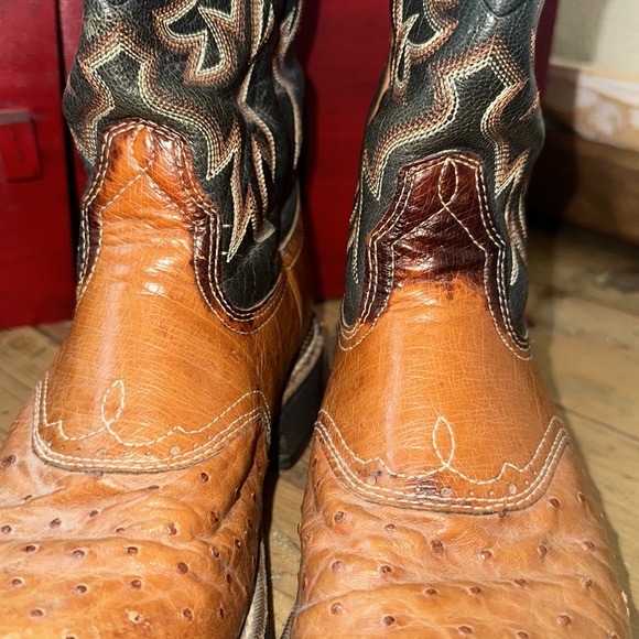 Ariat Pro Baby Ostrich leather cowboy boots. Women’s size 7 cognac green - Picture 11 of 12